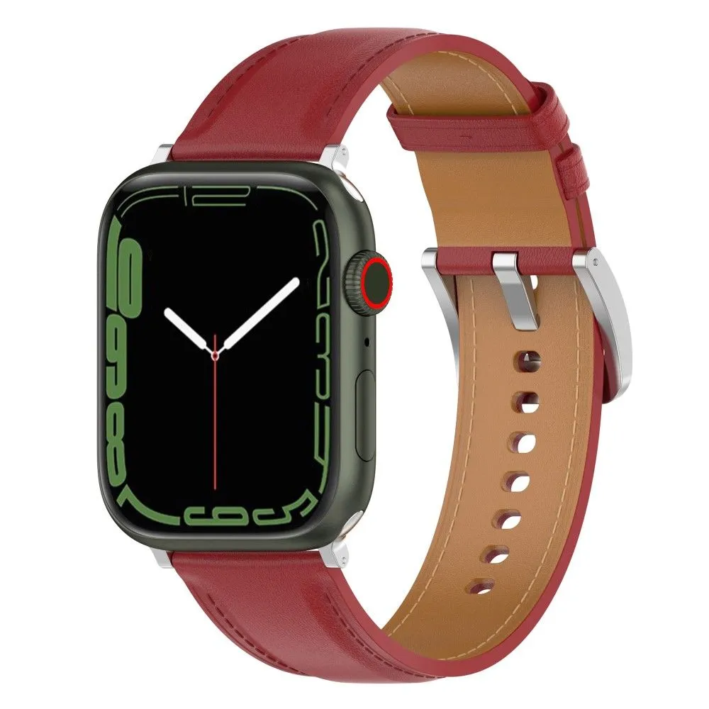 Apple Watch (45mm) genuine cowhide leather watch strap - Red