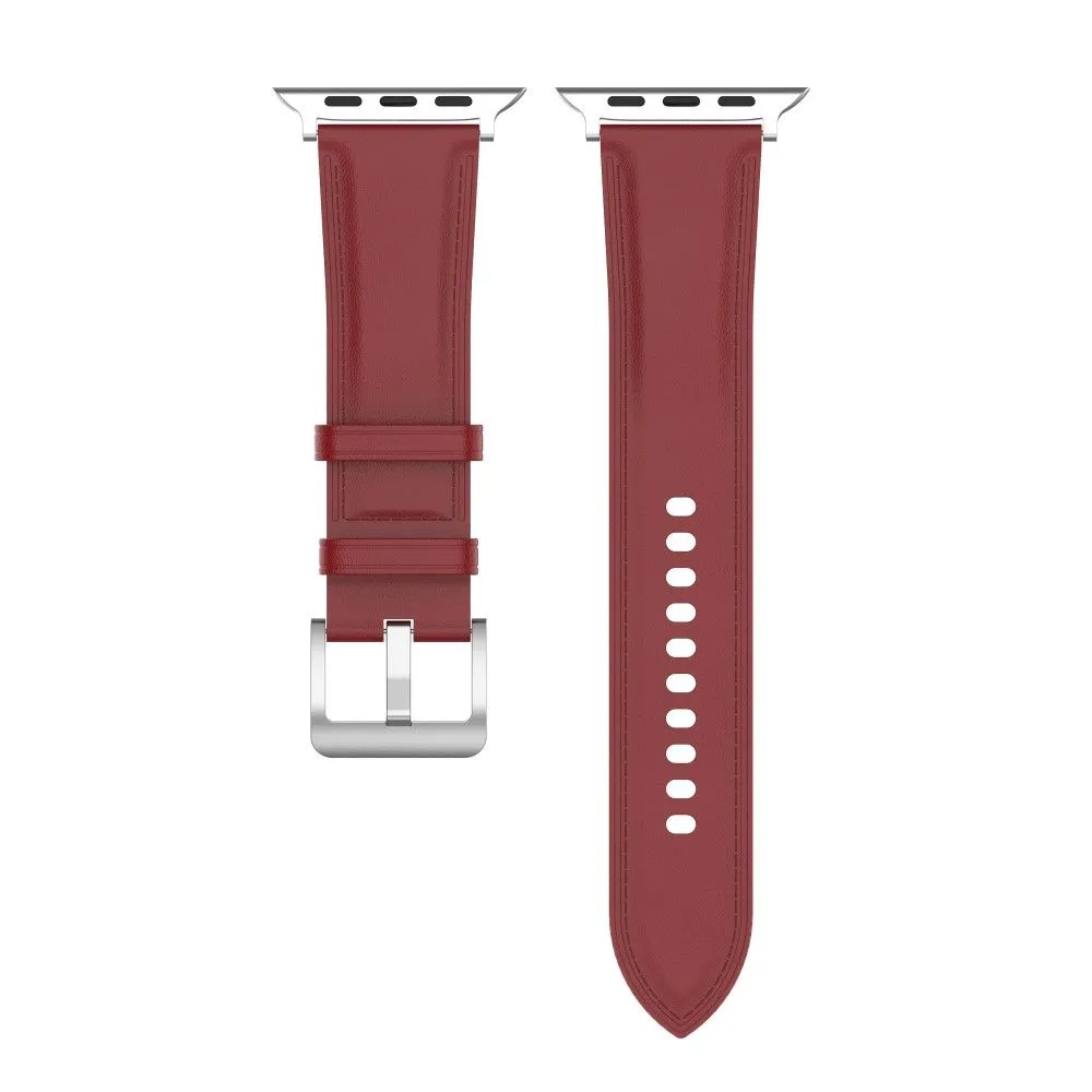 Apple Watch (45mm) genuine cowhide leather watch strap - Red
