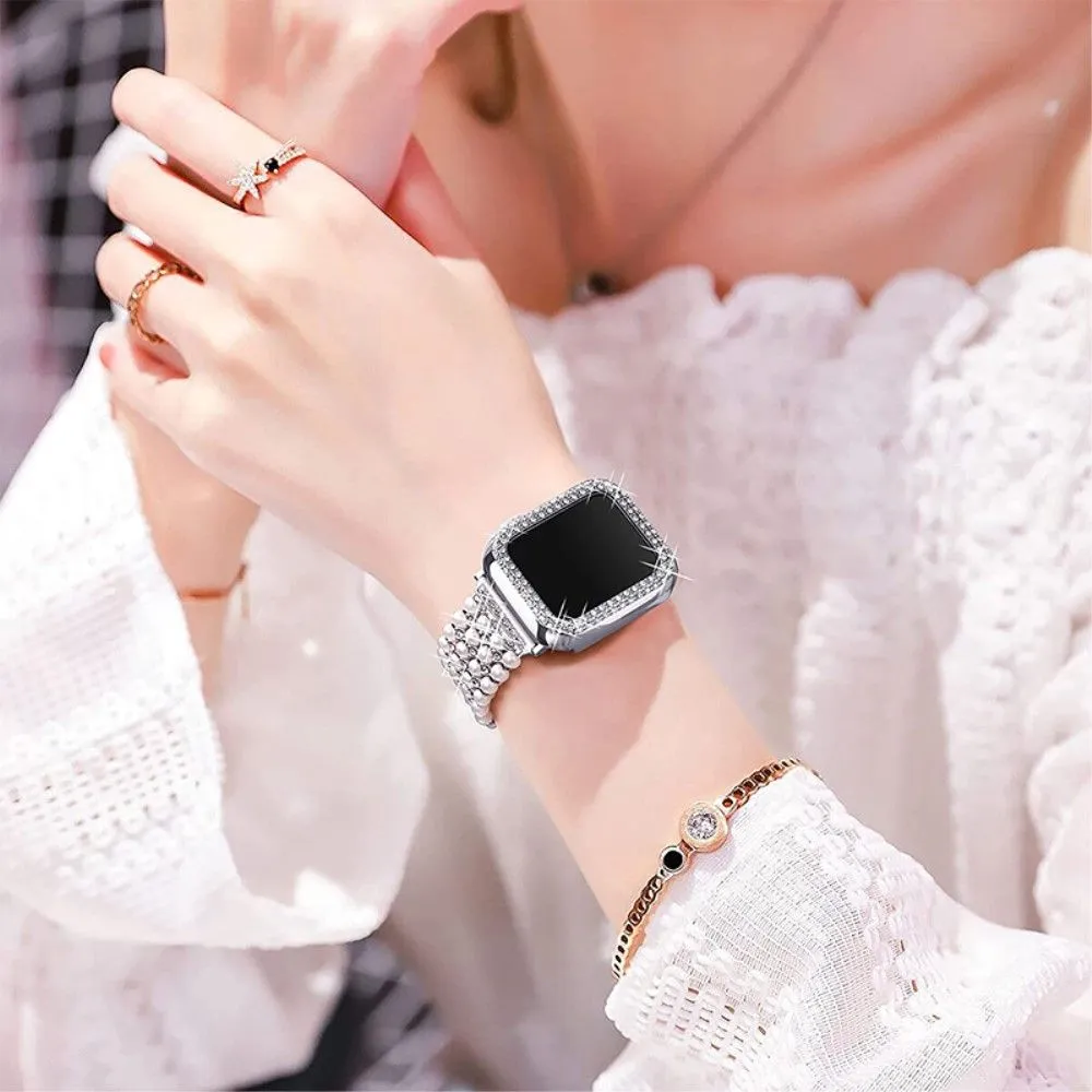 Apple Watch (45mm) rhinestone décor watch strap   cover - Silver