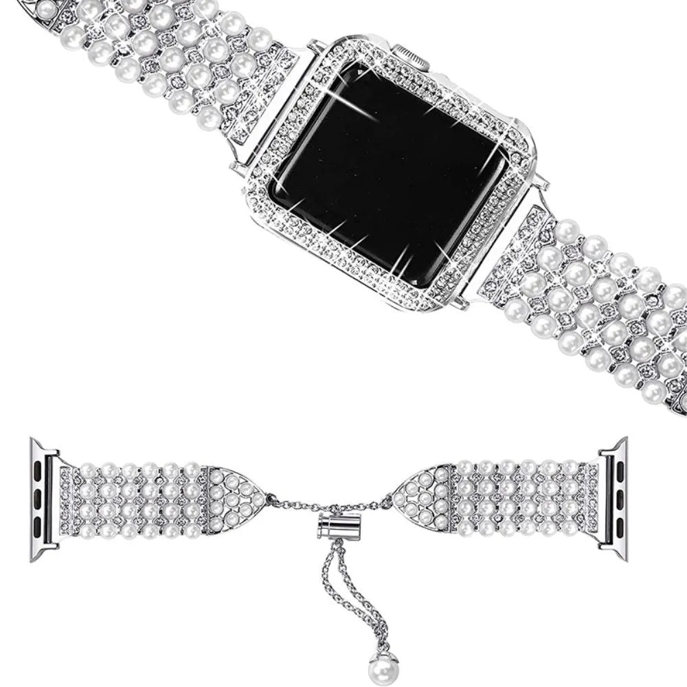 Apple Watch (45mm) rhinestone décor watch strap   cover - Silver