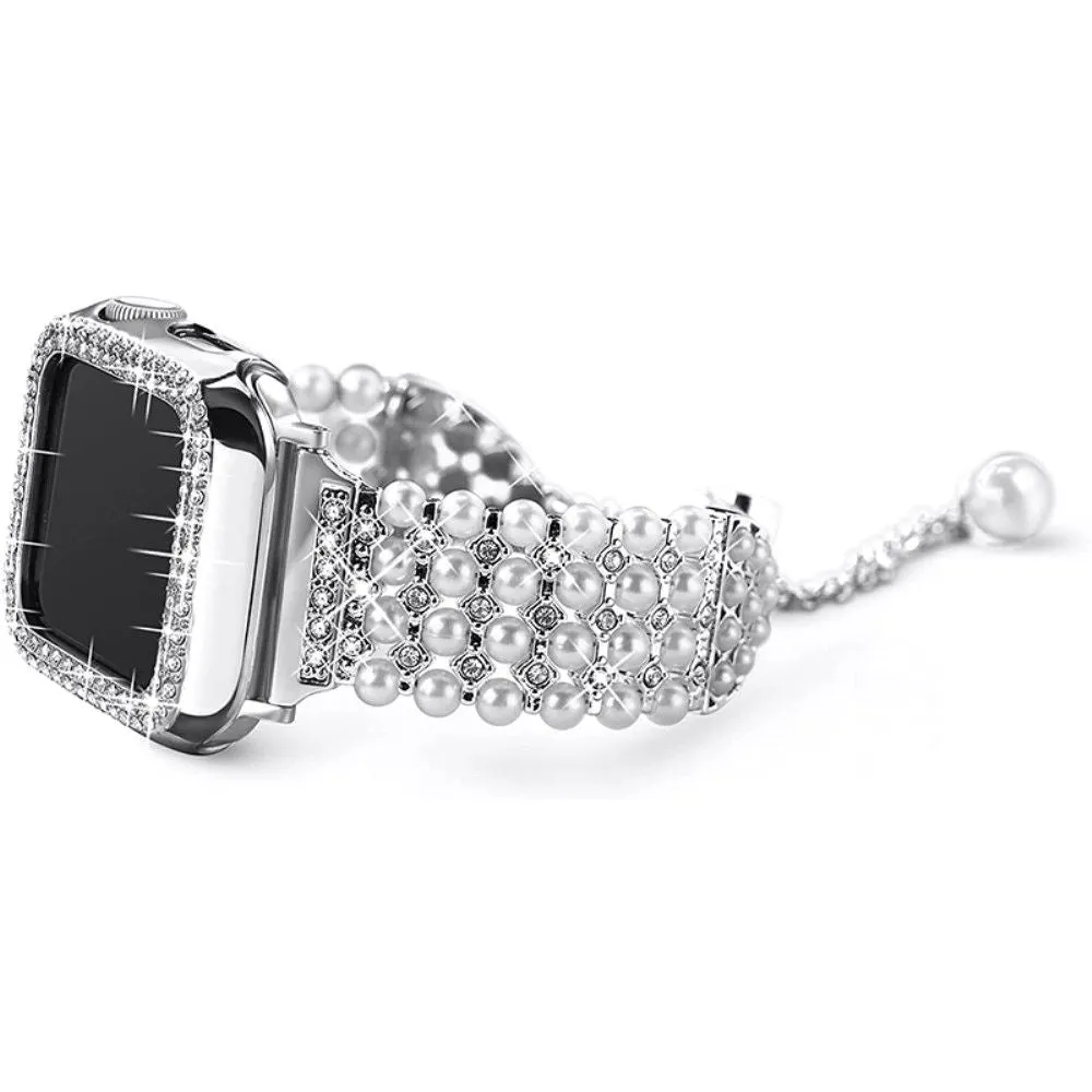 Apple Watch (45mm) rhinestone décor watch strap   cover - Silver