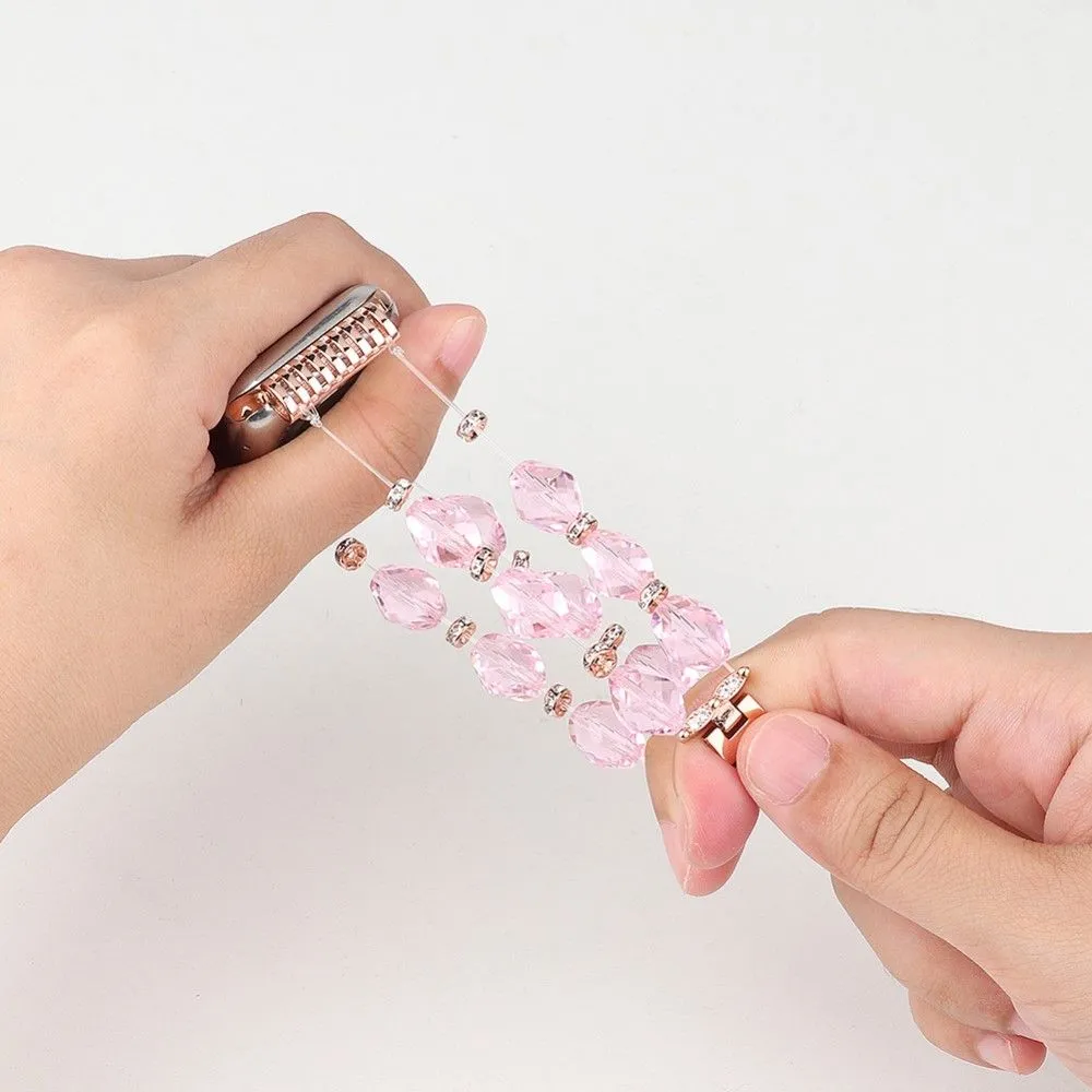 Apple Watch (45mm) rhombus shaped crystal watch strap - Pink