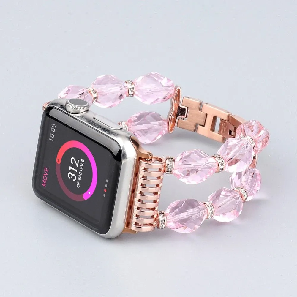 Apple Watch (45mm) rhombus shaped crystal watch strap - Pink