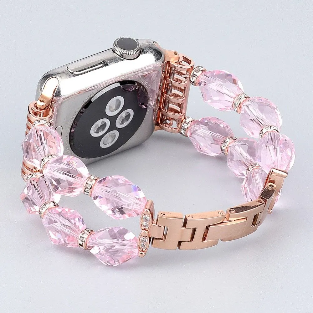 Apple Watch (45mm) rhombus shaped crystal watch strap - Pink