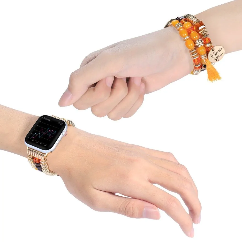 Apple Watch (45mm) tassel pearls décor watch strap - Gold