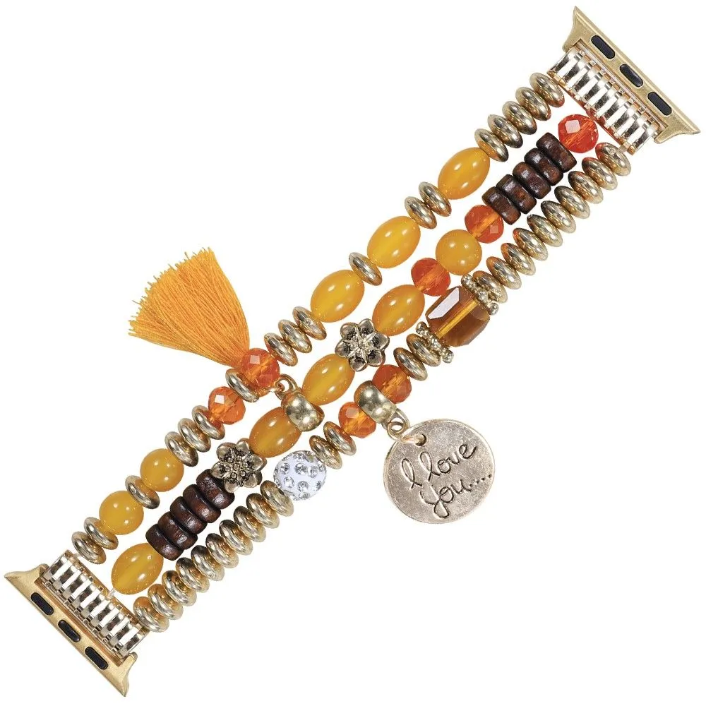 Apple Watch (45mm) tassel pearls décor watch strap - Gold