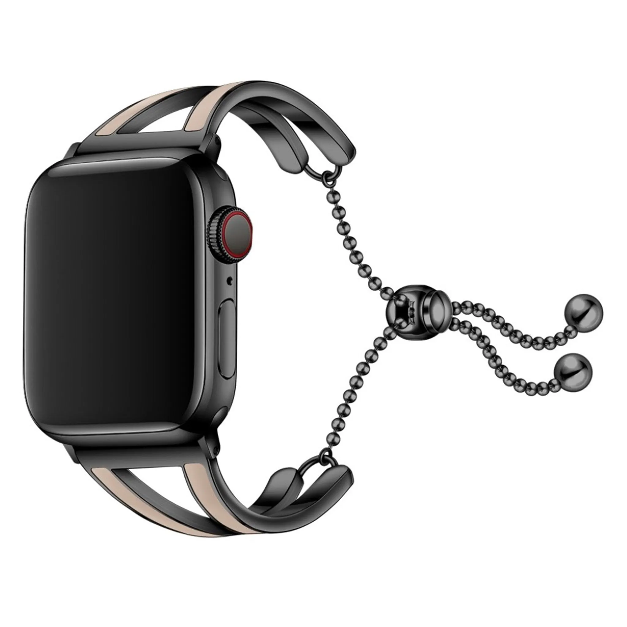 Apple Watch Series 6 / 5 44mm fashionable stainless steel watch band - Black / Apricot