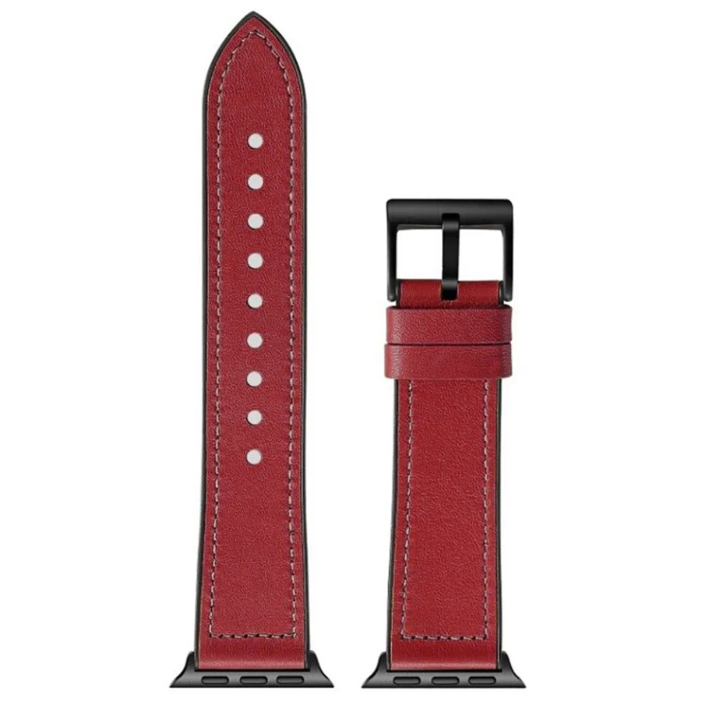 Apple Watch Series 6 / 5 44mm silicone   leather coated watch band - Red