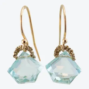 Aquamarine Pentagon Drop Earrings