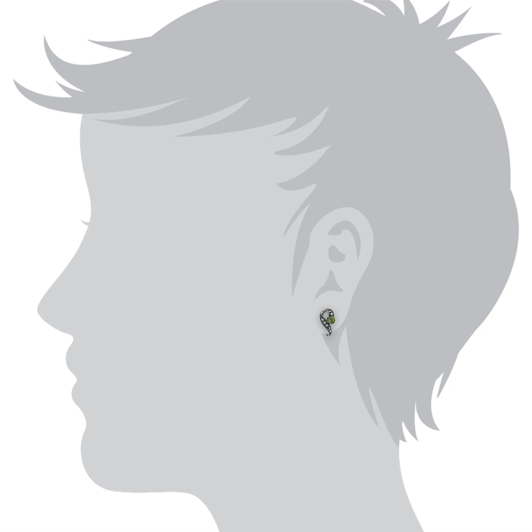 Art Nouveau Stil Peridot & Markasit Ohrstecker in Sterling Silber