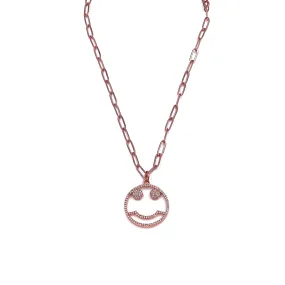 Ashley Gold Stainless Steel Rose Gold Plated "Happy Face" Link Necklace