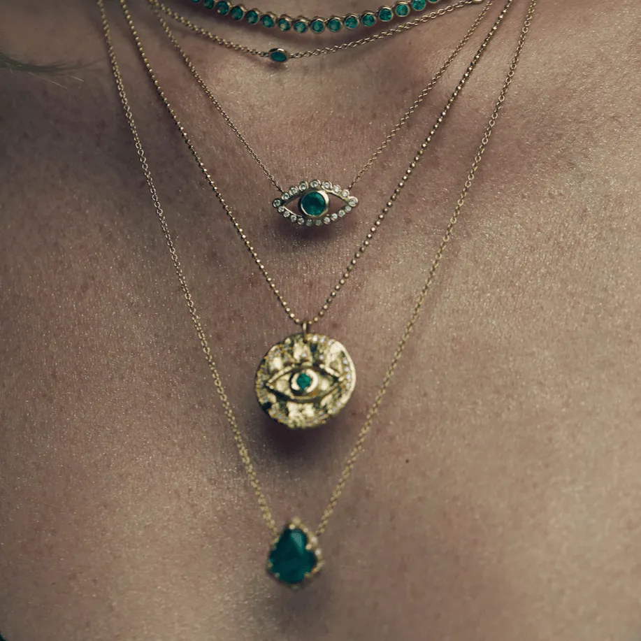 Baby Queen Water Drop Emerald Necklace with Sprinkled Diamonds | Ready to Ship
