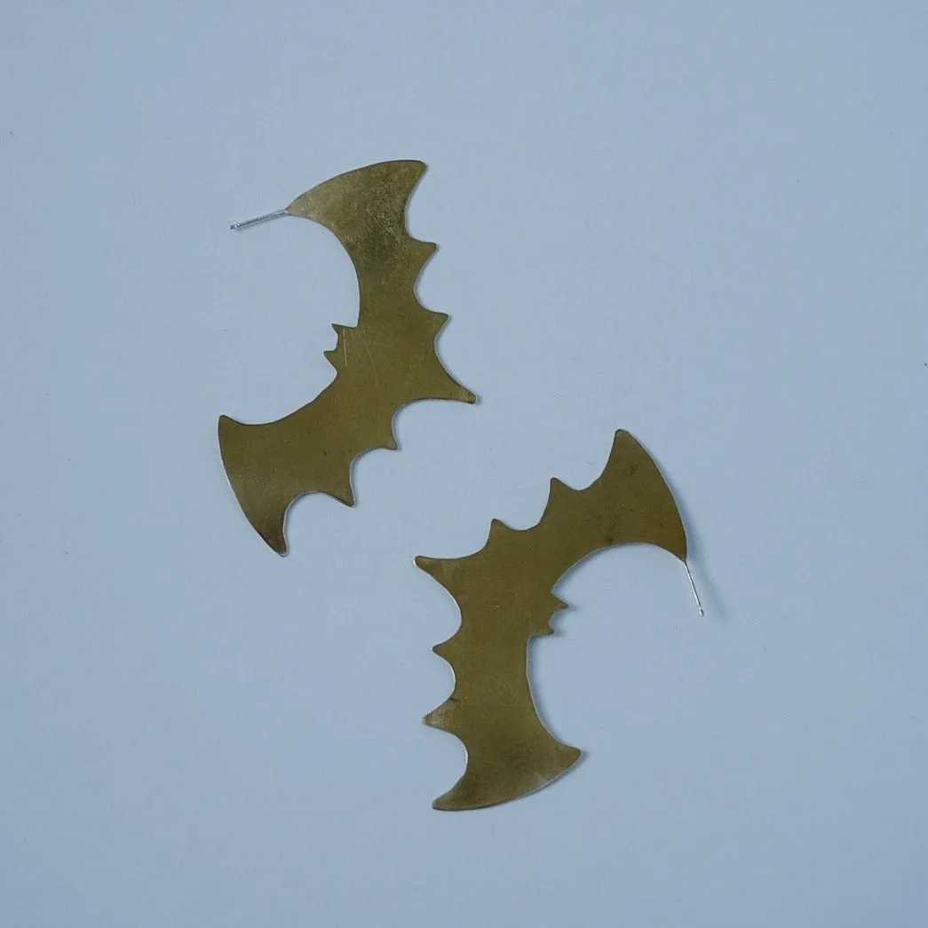 Bat Pop Stud Earrings - Choose Your Metal; Halloween Earrings