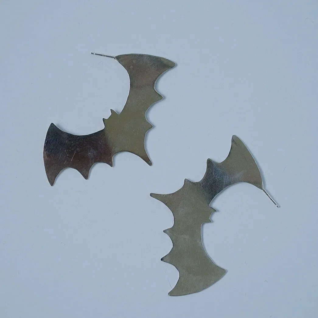 Bat Pop Stud Earrings - Choose Your Metal; Halloween Earrings
