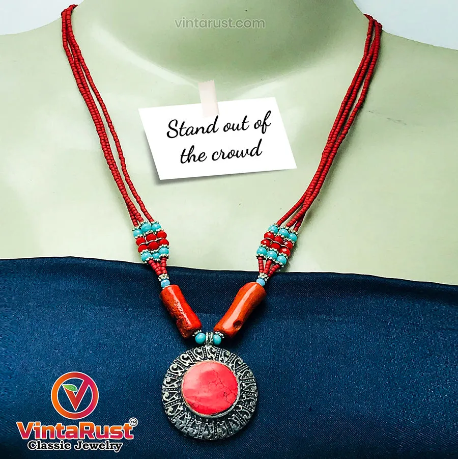 Beaded Multilayers Chain Necklace With Pendant