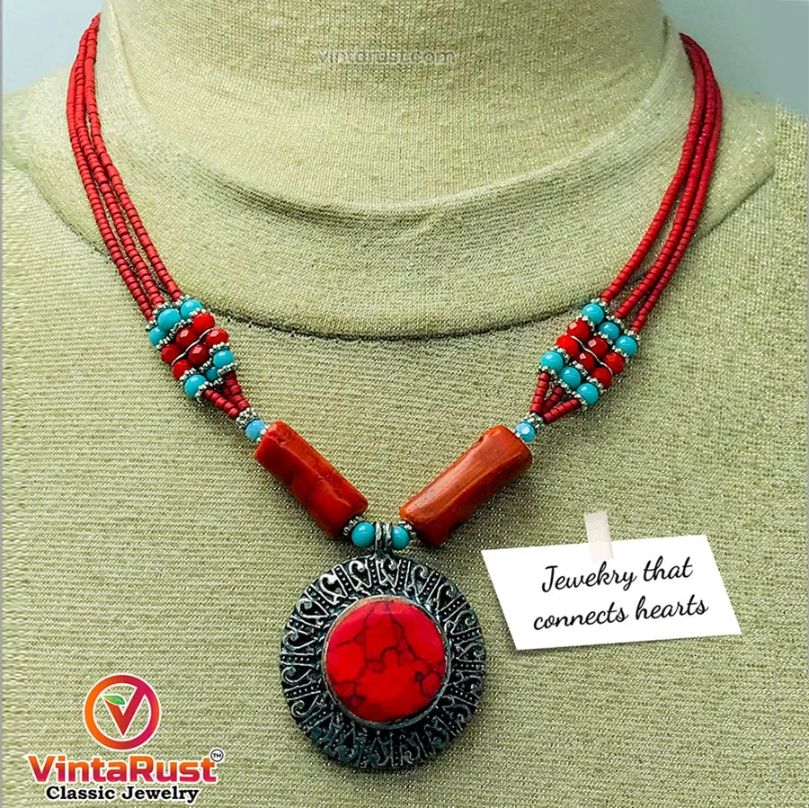 Beaded Multilayers Chain Necklace With Pendant