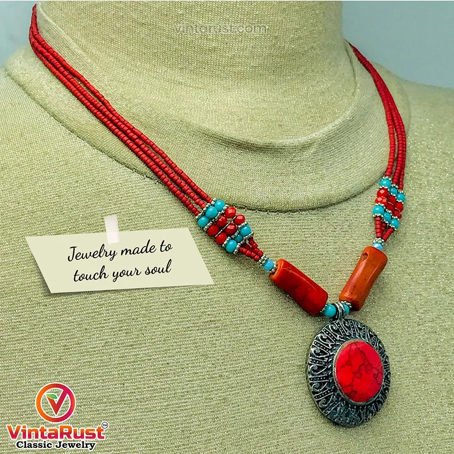 Beaded Multilayers Chain Necklace With Pendant