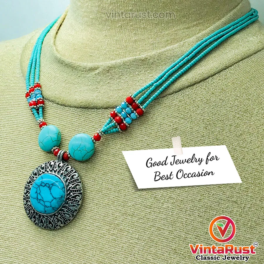 Beaded Multilayers Chain Necklace With Pendant