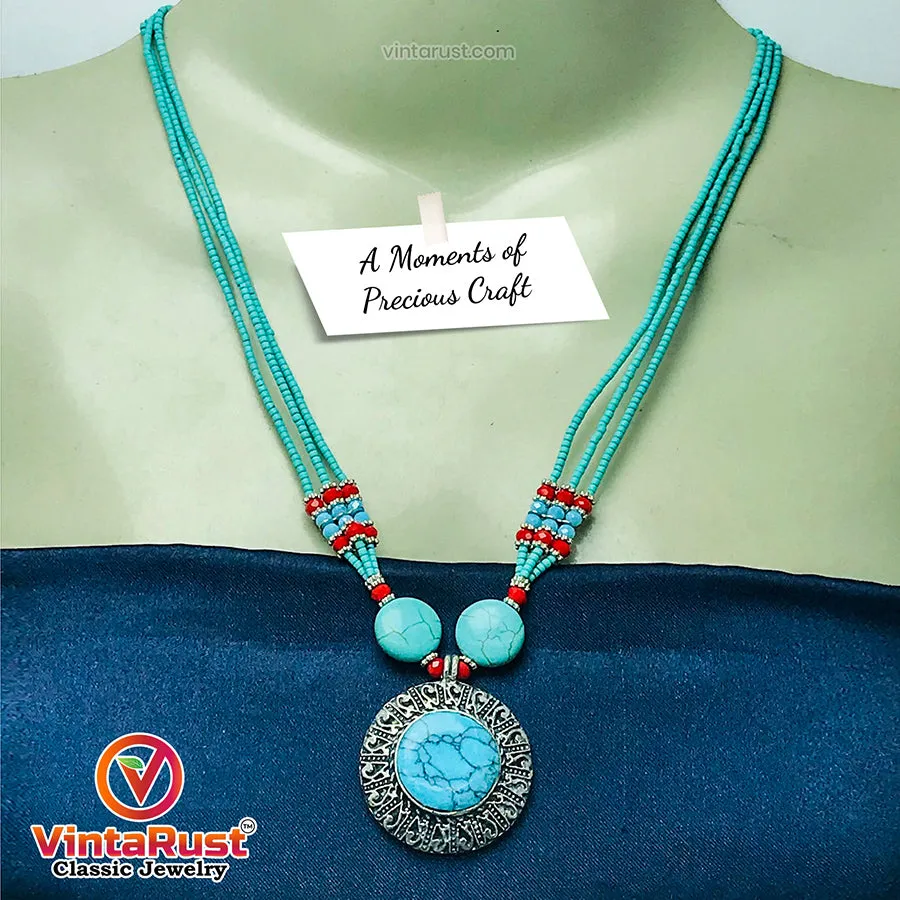 Beaded Multilayers Chain Necklace With Pendant