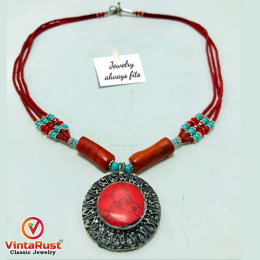 Beaded Multilayers Chain Necklace With Pendant