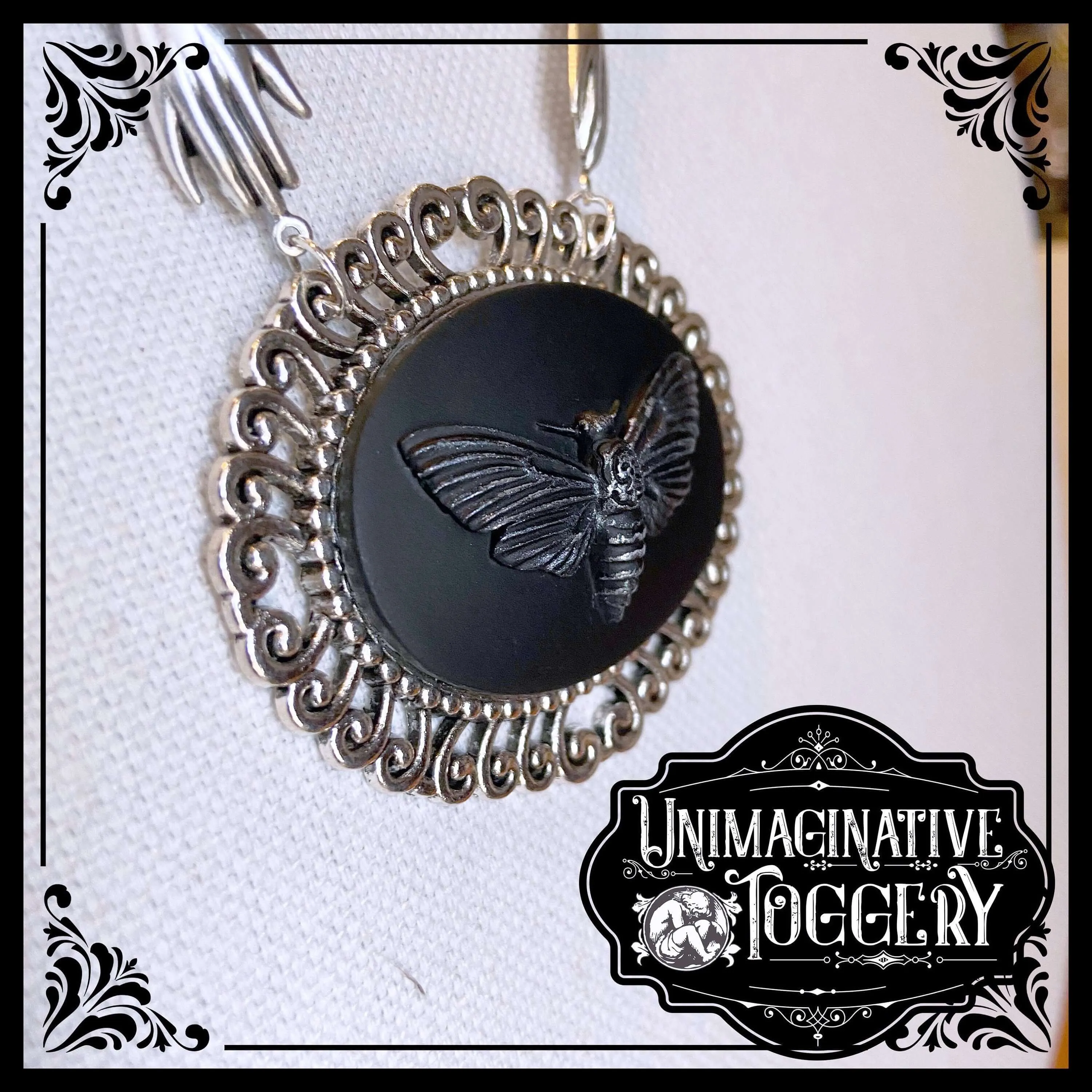 beaded necklace deaths head moth cameo