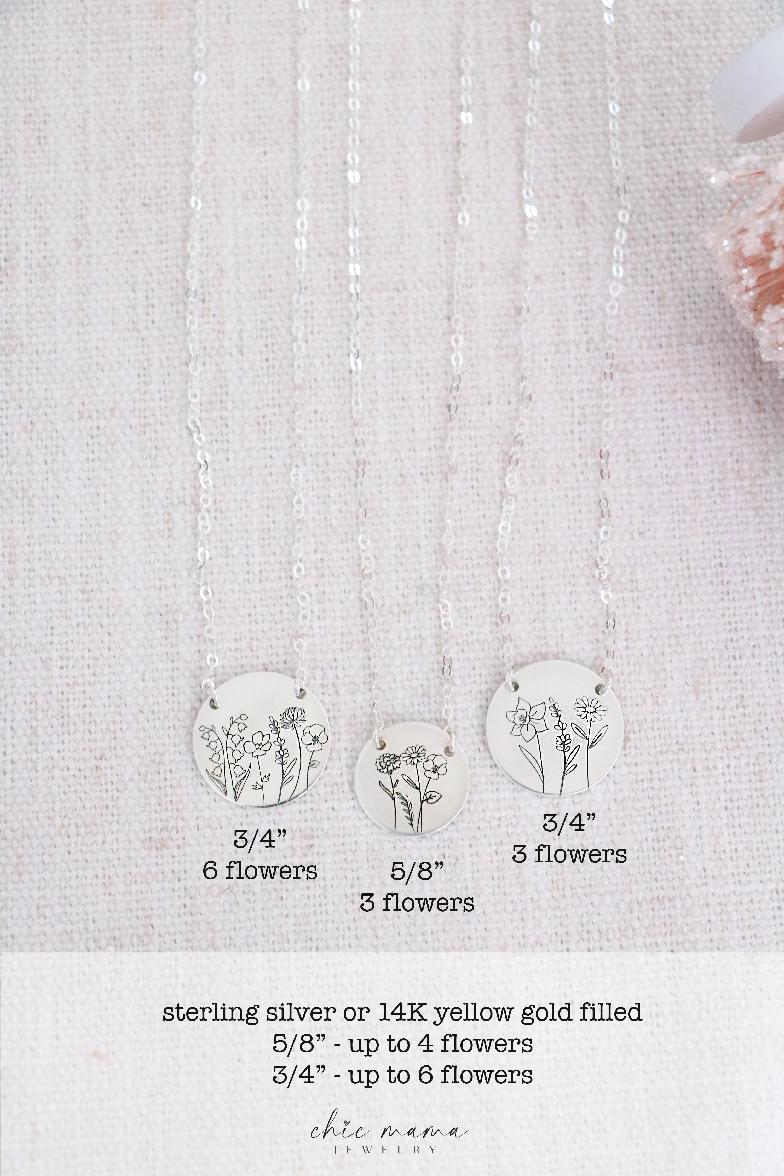 birthflower bouquet necklace