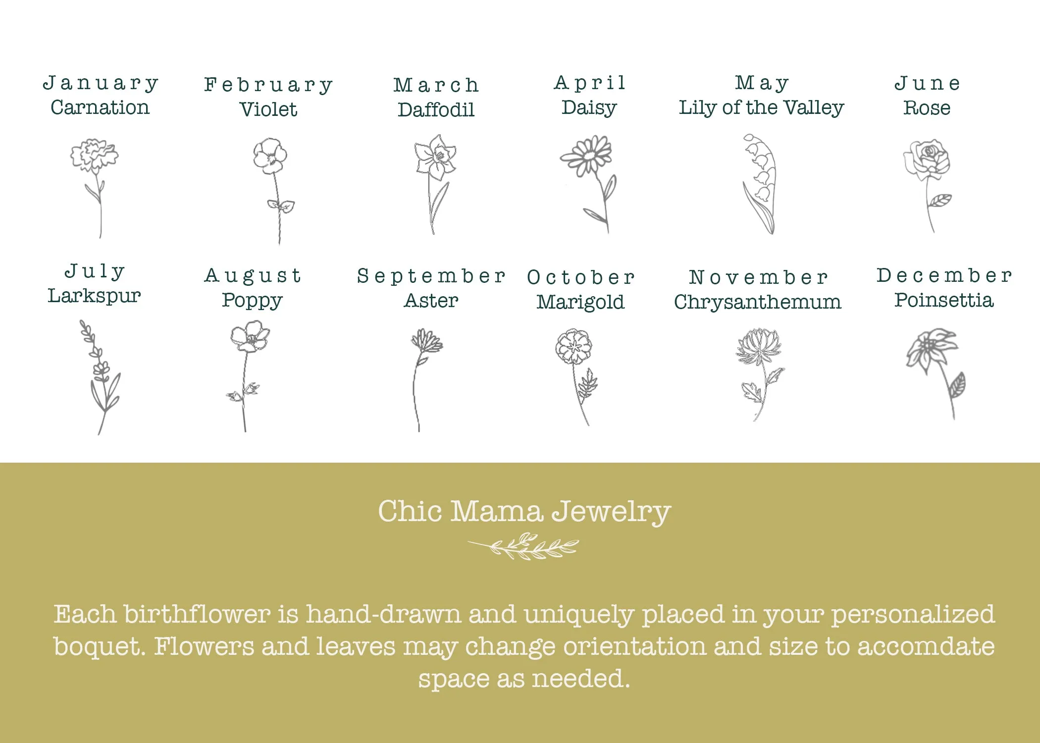 birthflower bouquet necklace