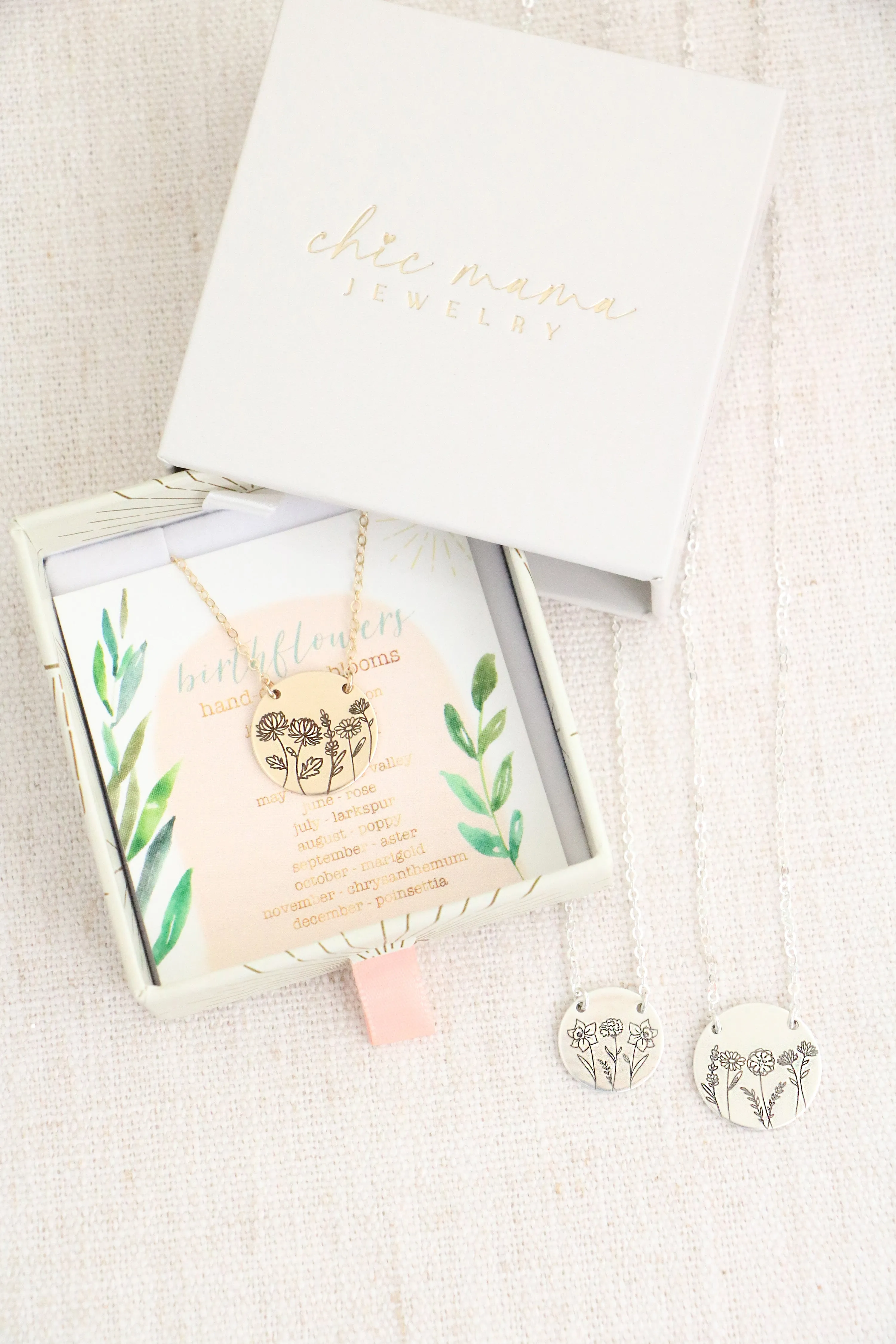 birthflower bouquet necklace