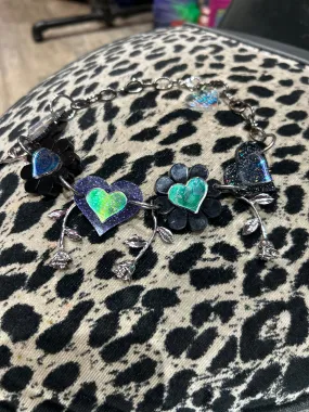 Black Heart Flower Dangle Roses Choker By Marina Fini