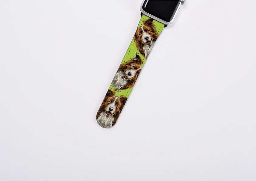 Border Collie Mell Green Apple Watch Strap