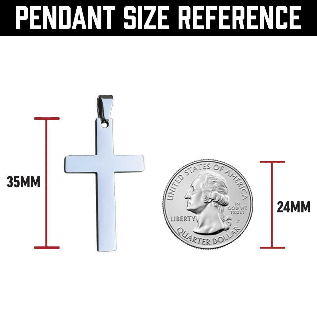 Bowling Cross Pendant With Chain Necklace - Stainless Steel