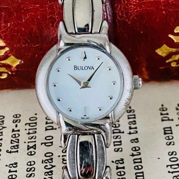 Bulova Mother of Pearl Quartz Watch Women Vintage Bracelet Cocktail Watch Crystal