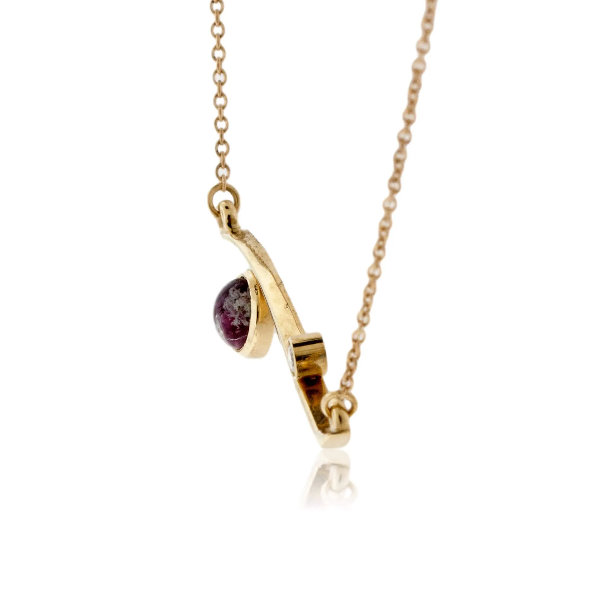 Cabochon Cut Red Emerald Bar Style Pendant