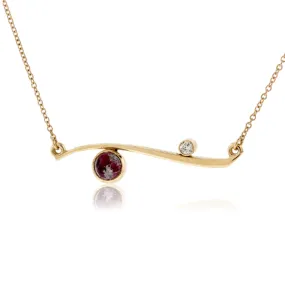 Cabochon Cut Red Emerald Bar Style Pendant