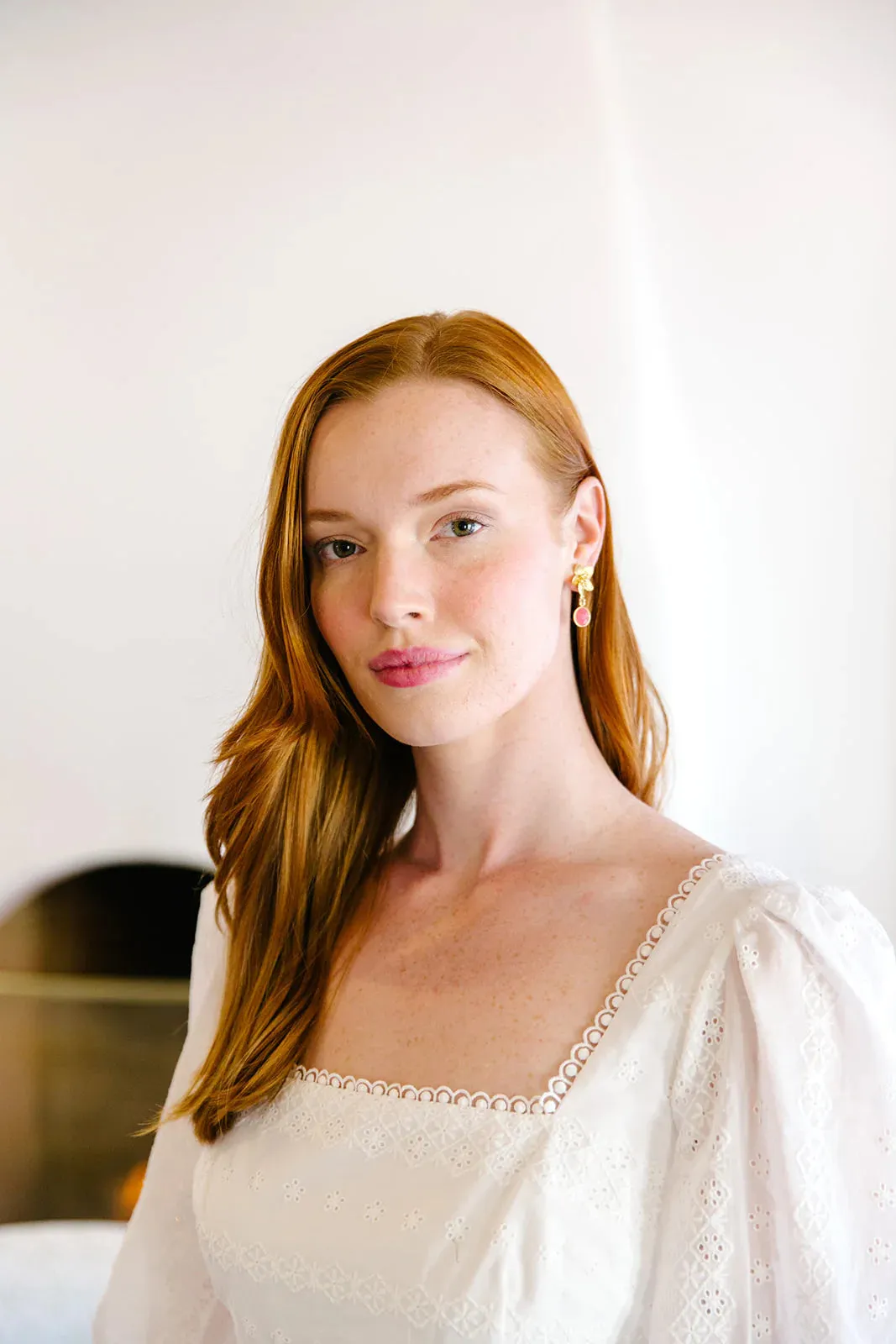 Cecile Pink Jade Drop Earrings