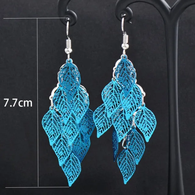 Charm White Black Enamel Gold Leaf Drop Earrings Fashion Jewelry