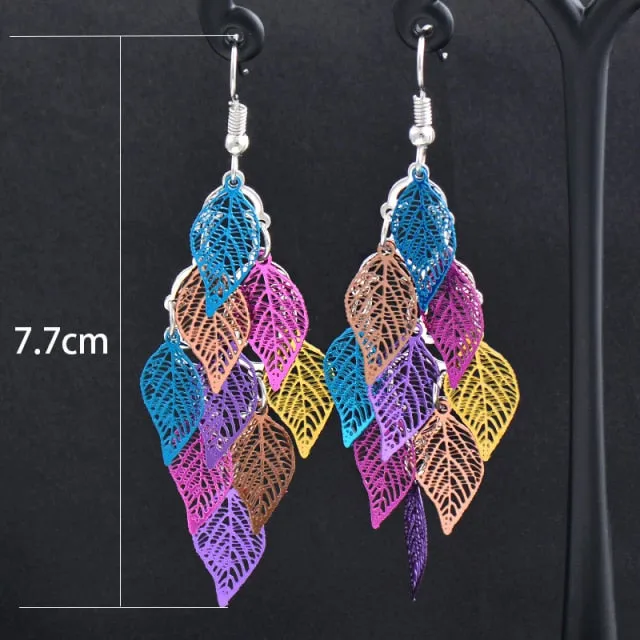 Charm White Black Enamel Gold Leaf Drop Earrings Fashion Jewelry
