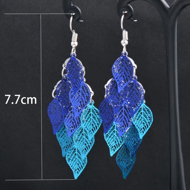 Charm White Black Enamel Gold Leaf Drop Earrings Fashion Jewelry