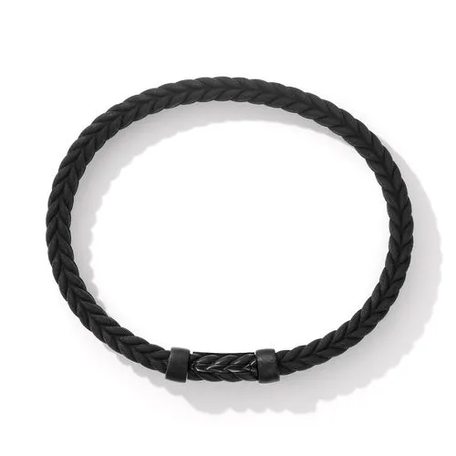 Chevron Black Rubber Bracelet with Black Titanium, Size Medium
