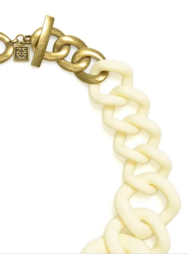 Chunky Links Statement Necklace Cream