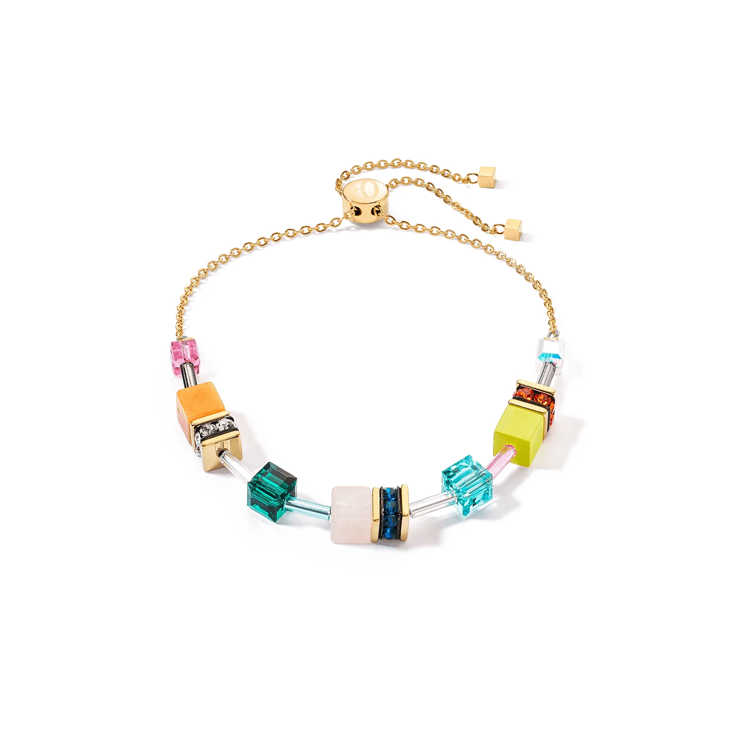 Coeur De Lion GeoCUBE® Iconic Nature Gold Multicolour Crystal Bracelet