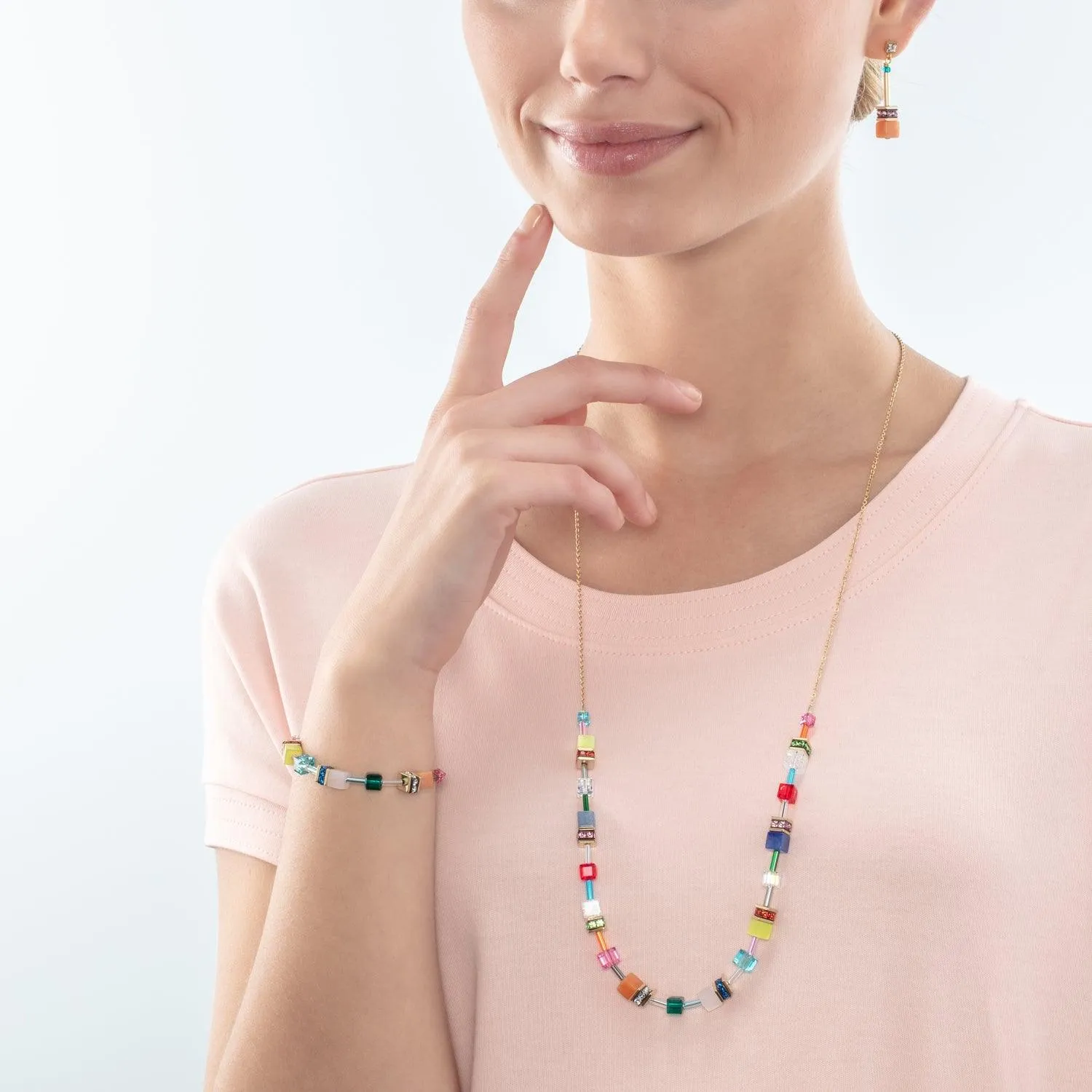 Coeur De Lion GeoCUBE® Iconic Nature Gold Multicolour Crystal Bracelet