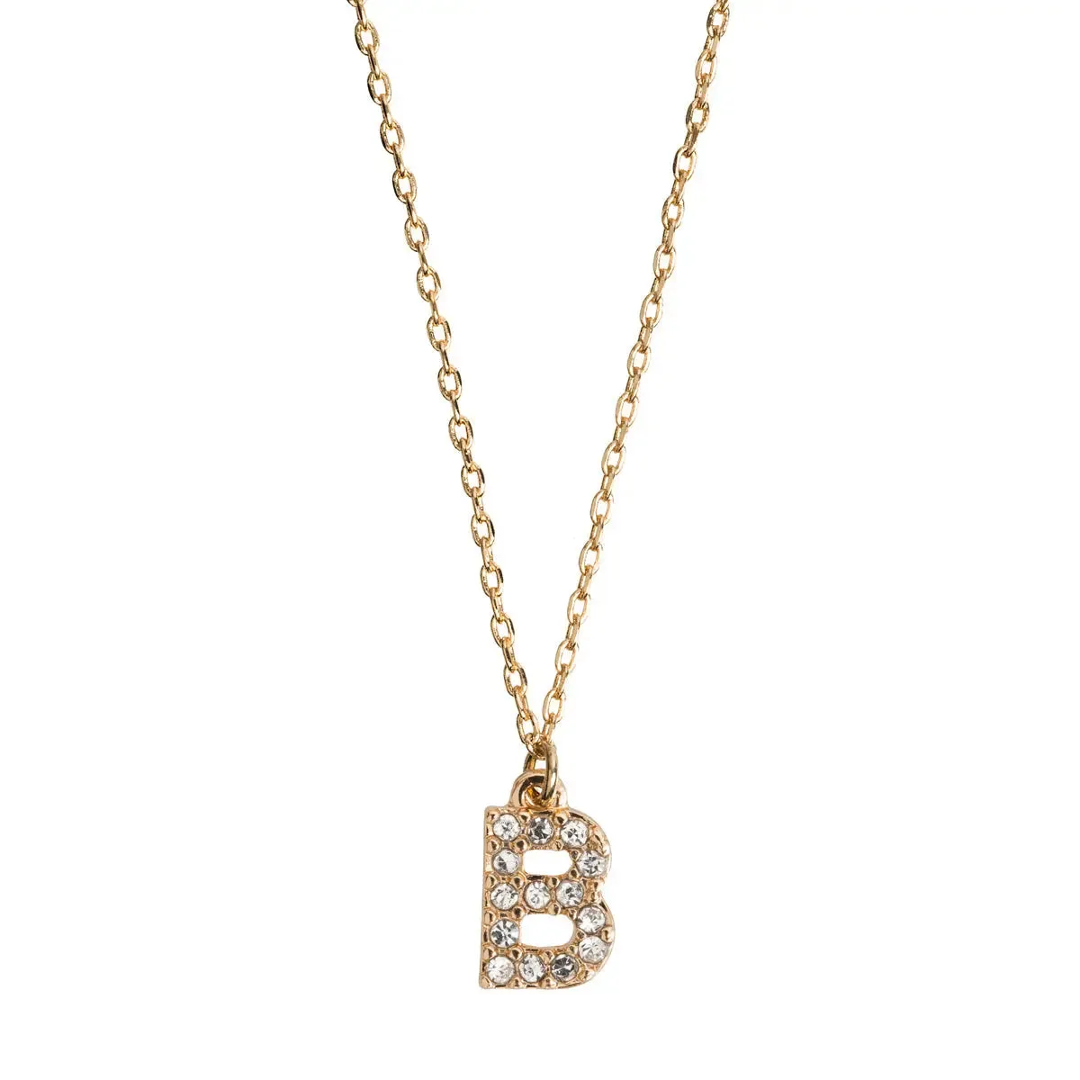 Crystal Letter Necklace Stainless Steel