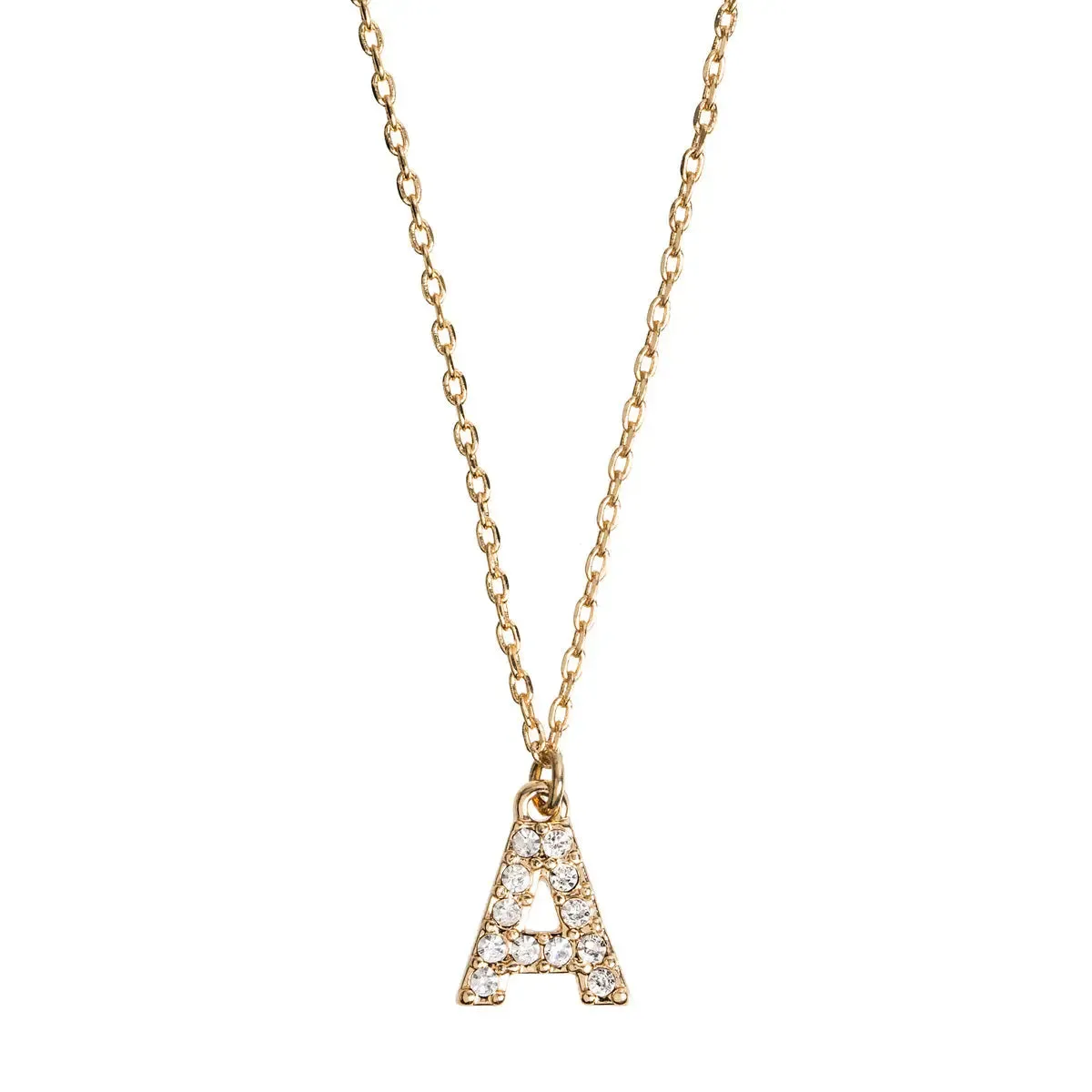 Crystal Letter Necklace Stainless Steel