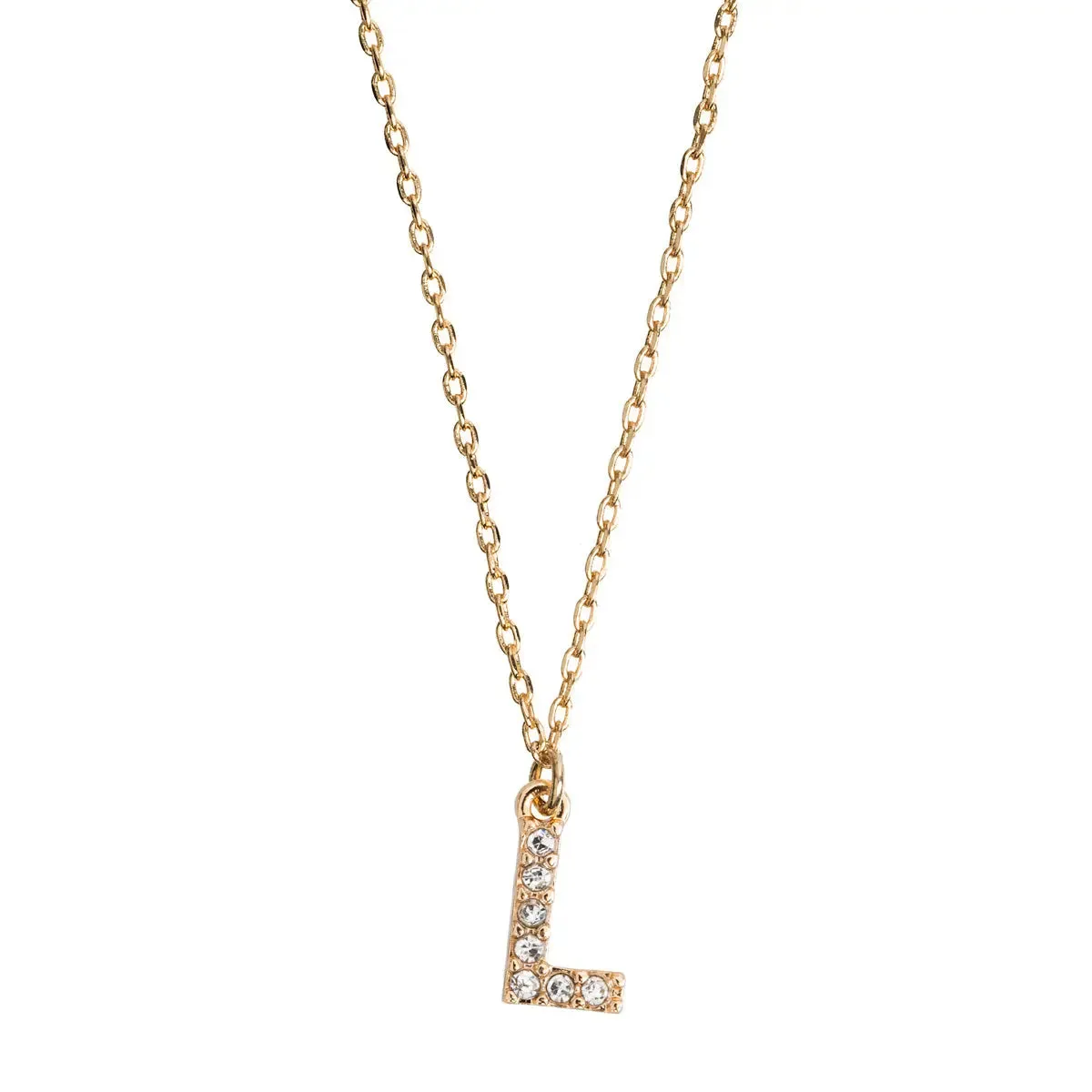 Crystal Letter Necklace Stainless Steel