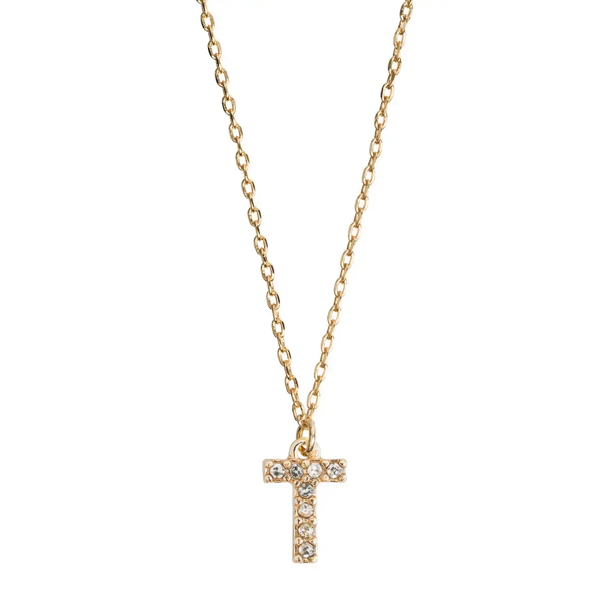 Crystal Letter Necklace Stainless Steel
