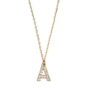 Crystal Letter Necklace Stainless Steel