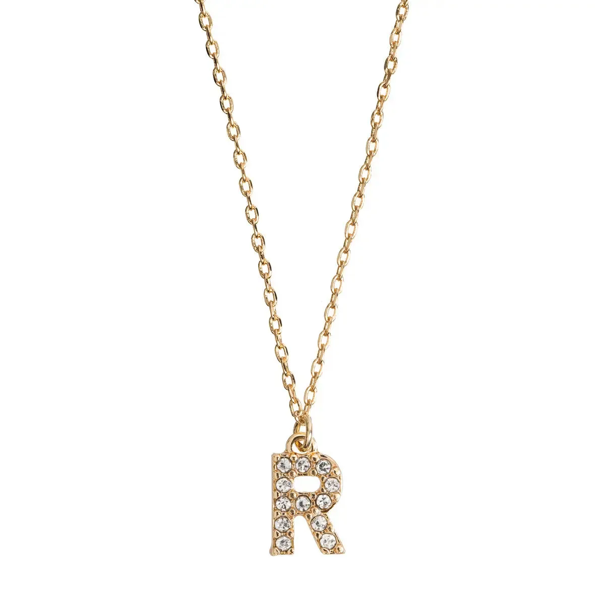 Crystal Letter Necklace Stainless Steel