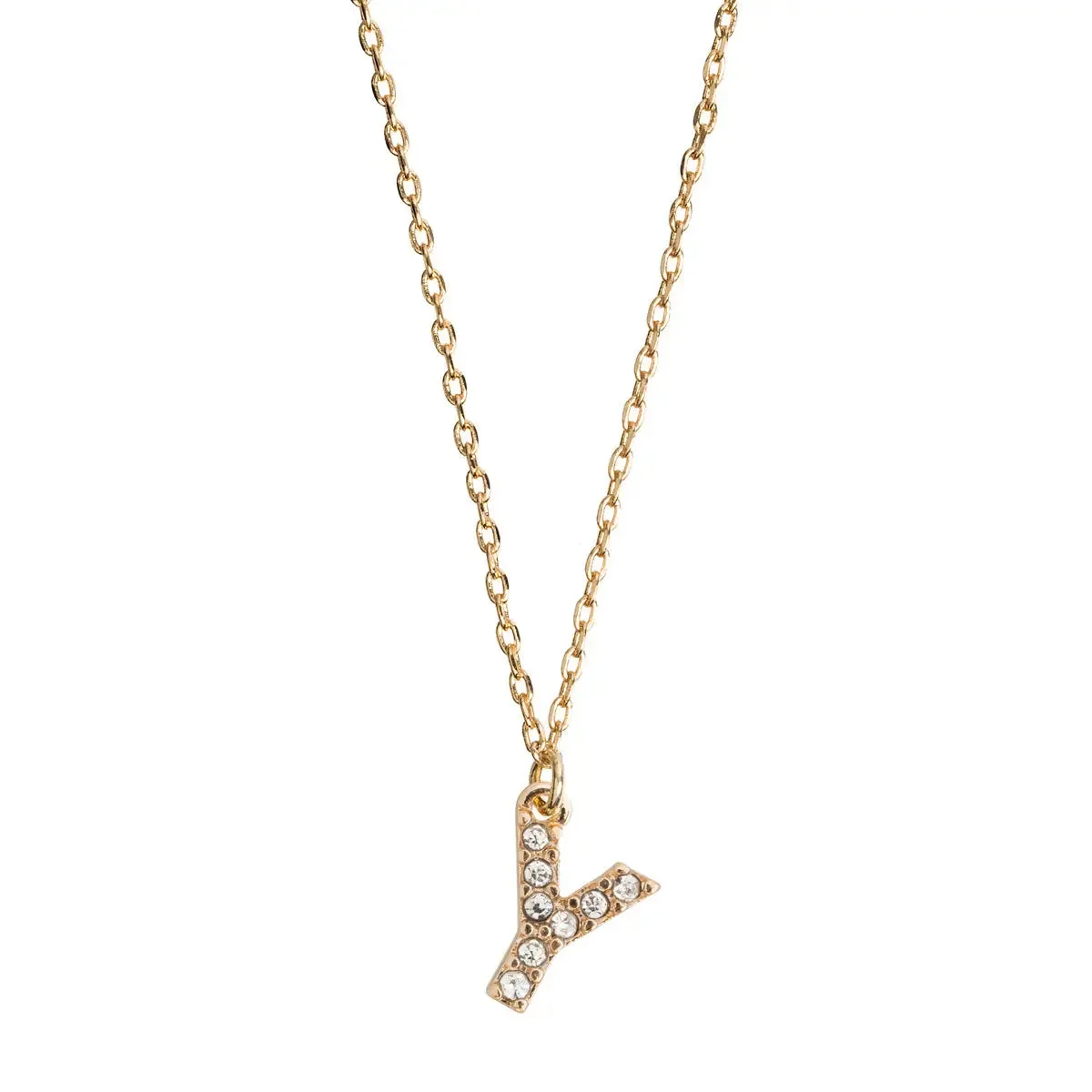 Crystal Letter Necklace Stainless Steel