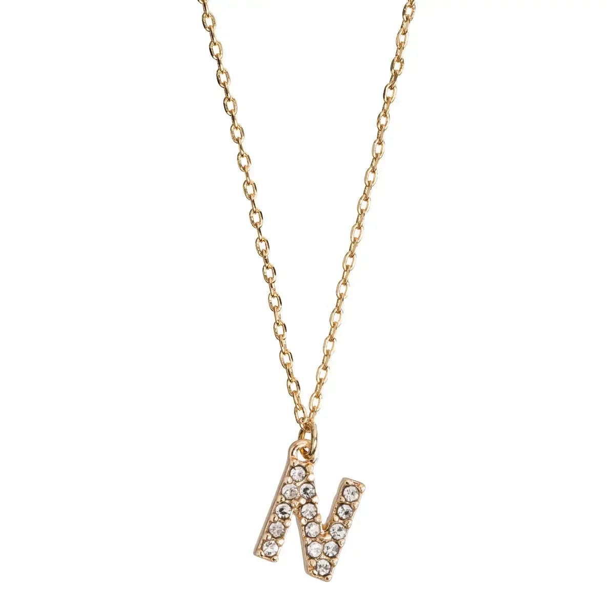 Crystal Letter Necklace Stainless Steel